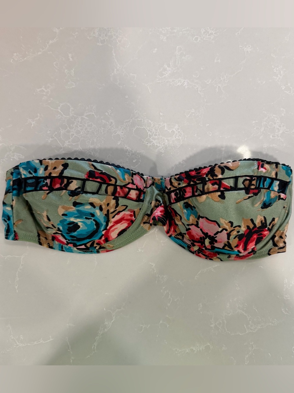 Zimmermann Green Multicolor Floral bandeau bikini top 2 AB